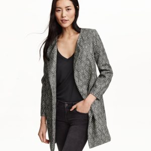 Bouclé Coat with Tie Belt